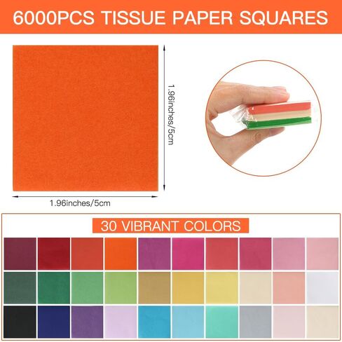 6000Pcs Tissue Paper Squares 2 Inch Multicolor Tissue Paper for Crafts DIY Projects Party Decorations in Kuwait