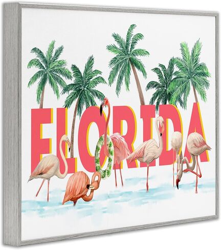 Stupell Industries Florida Flamingo Pool with Green Tropical Palms Framed Wall Art in Kuwait