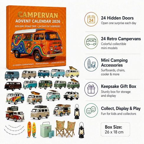 Advent Calendar 2026 Car Blind Countdown With 24‑Piece 2D Hidden Vehicles For Daily Surprise Unboxing Collectible Diecast For Kids And Adults Interactive Holiday in Kuwait