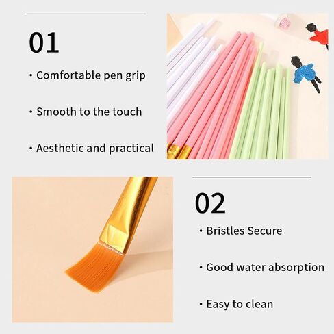 20 Pcs Paint Brush Set Nylon Paint Brushes, for Oil, Watercolor, Gouache, Face Painting, Draw Artists and Beginners, Pink and Purple in Kuwait