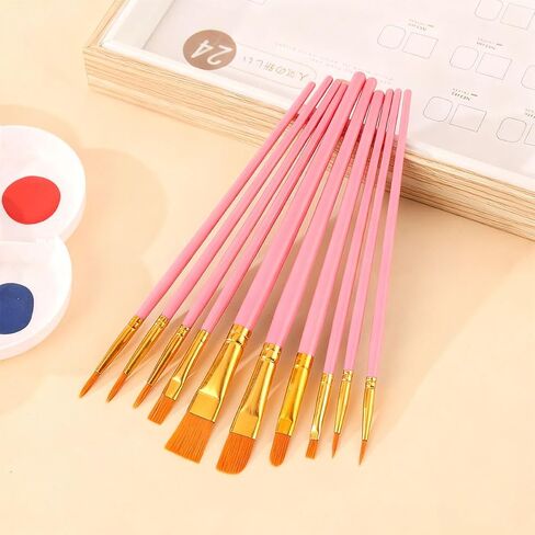 20 Pcs Paint Brush Set Nylon Paint Brushes, for Oil, Watercolor, Gouache, Face Painting, Draw Artists and Beginners, Pink and Purple in Kuwait