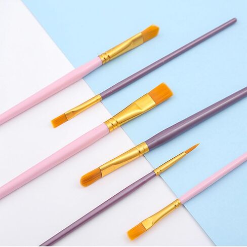 20 Pcs Paint Brush Set Nylon Paint Brushes, for Oil, Watercolor, Gouache, Face Painting, Draw Artists and Beginners, Pink and Purple in Kuwait