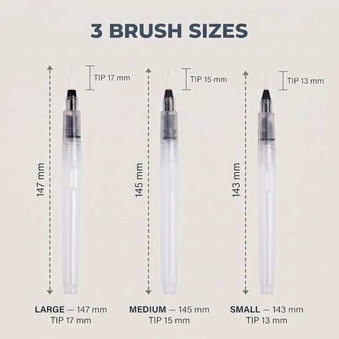 3 Pcs White Water Coloring Brush Pens,Useful and Practical Aqua Pen Brush for Watercolor Painting, Water Soluble Pencil, Markers, Solid Colors or Powdered Pigment 12cm,Paintbrush Sets Art Supplies in Kuwait