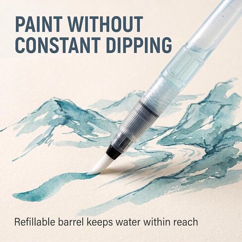 3 Pcs White Water Coloring Brush Pens,Useful and Practical Aqua Pen Brush for Watercolor Painting, Water Soluble Pencil, Markers, Solid Colors or Powdered Pigment 12cm,Paintbrush Sets Art Supplies in Kuwait