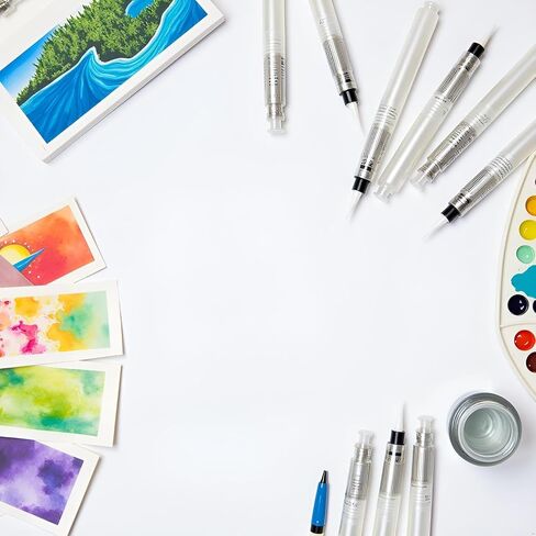 3 Pcs White Water Coloring Brush Pens,Useful and Practical Aqua Pen Brush for Watercolor Painting, Water Soluble Pencil, Markers, Solid Colors or Powdered Pigment 12cm,Paintbrush Sets Art Supplies in Kuwait