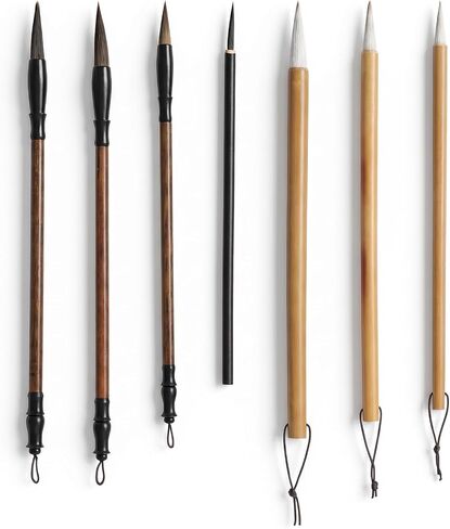 7 Pcs Traditional Writing Painting Brushes Chinese Calligraphy Brush Set Flower Bird Line-Drawing Brush Drawing Watercolor Ink Brushes for Beginners Artists Professional in Kuwait