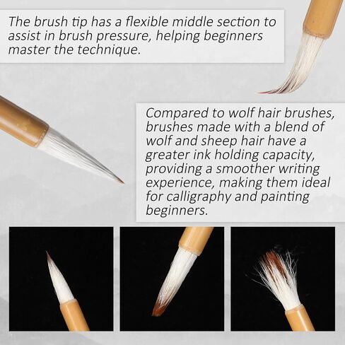 7 Pcs Traditional Writing Painting Brushes Chinese Calligraphy Brush Set Flower Bird Line-Drawing Brush Drawing Watercolor Ink Brushes for Beginners Artists Professional in Kuwait