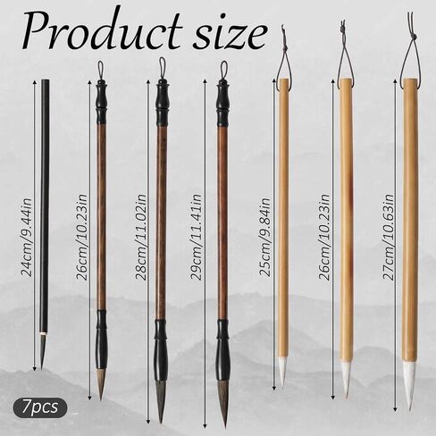 7 Pcs Traditional Writing Painting Brushes Chinese Calligraphy Brush Set Flower Bird Line-Drawing Brush Drawing Watercolor Ink Brushes for Beginners Artists Professional in Kuwait