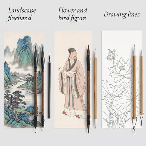 7 Pcs Traditional Writing Painting Brushes Chinese Calligraphy Brush Set Flower Bird Line-Drawing Brush Drawing Watercolor Ink Brushes for Beginners Artists Professional in Kuwait