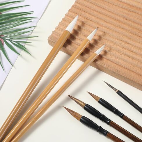 7 Pcs Traditional Writing Painting Brushes Chinese Calligraphy Brush Set Flower Bird Line-Drawing Brush Drawing Watercolor Ink Brushes for Beginners Artists Professional in Kuwait