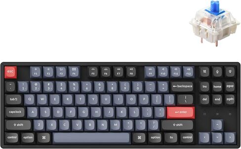 لوحة مفاتيح ميكانيكية لاسلكية مخصصة Keychron K8 Pro، QMK/VIA بلوتوث قابلة للبرمجة/إضاءة خلفية سلكية بدون مفتاح RGB مع مفتاح Gateron G Pro بني قابل للتبديل السريع متوافق مع نظام التشغيل Mac Windows Linux in Kuwait