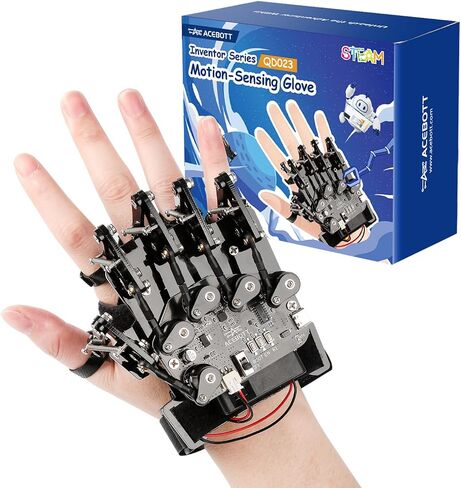 ESP32 Motion-Sensing Glove Supports Arduino, ACECode & Python，DIY Robotic Mechanical Hand STEM Toy Starter Kit Five Fingers Arm for Robot Kit Control, Science/Coding/Programming Set in Kuwait