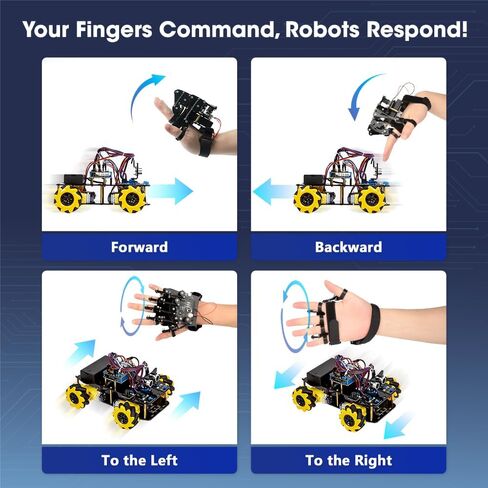 ESP32 Motion-Sensing Glove Supports Arduino, ACECode & Python，DIY Robotic Mechanical Hand STEM Toy Starter Kit Five Fingers Arm for Robot Kit Control, Science/Coding/Programming Set in Kuwait