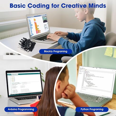 ESP32 Motion-Sensing Glove Supports Arduino, ACECode & Python，DIY Robotic Mechanical Hand STEM Toy Starter Kit Five Fingers Arm for Robot Kit Control, Science/Coding/Programming Set in Kuwait