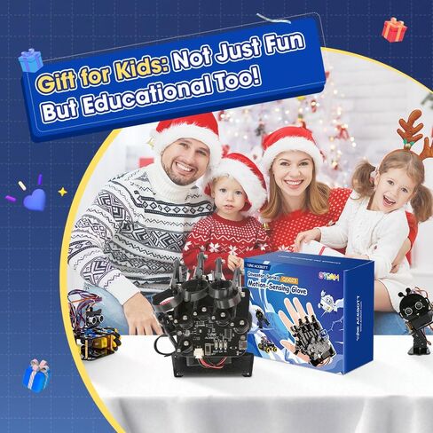ESP32 Motion-Sensing Glove Supports Arduino, ACECode & Python，DIY Robotic Mechanical Hand STEM Toy Starter Kit Five Fingers Arm for Robot Kit Control, Science/Coding/Programming Set in Kuwait