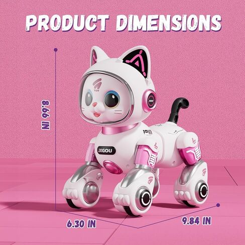 ألعاب القطط الروبوتية المثيرة RC للأعمار من 8 إلى 13 عامًا مع مصابيح LED وأصوات، جرو الحيوانات الأليفة التفاعلي القابل لإعادة الشحن بعمر 8 سنوات فما فوق، هدية عيد ميلاد للأطفال والبنات والأولاد والرقص والمشي والاستشعار باللمس in Kuwait