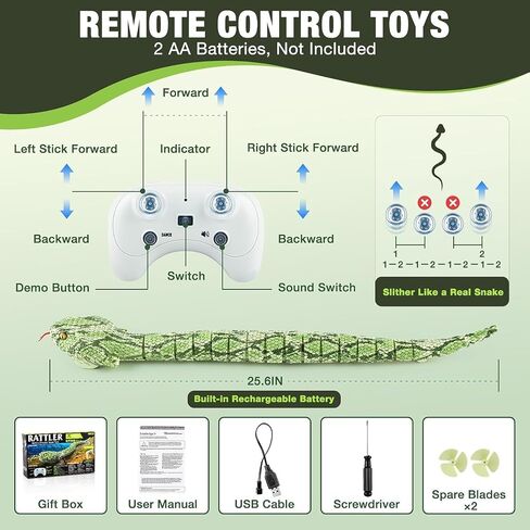 Remote Control Snake Toys, Rechargeable Realistic Amphibious RC Snake Gifts in Kuwait