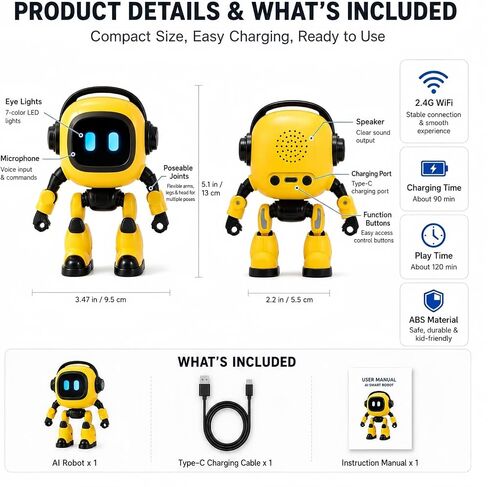 AI Robot Adult Companion, Mini Interactive Desk Pocket Pet Bot in Kuwait