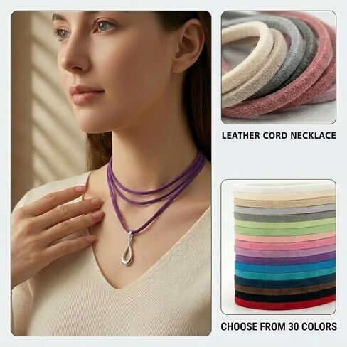 QingHan Faux Suede Leather Cord: 60 Yards Flat String for Jewelry Making, Necklaces, Bracelets, Dream Catcher Supplies and DIY Crafts, 30 Colors x 2 Yards in Saudi Arabia