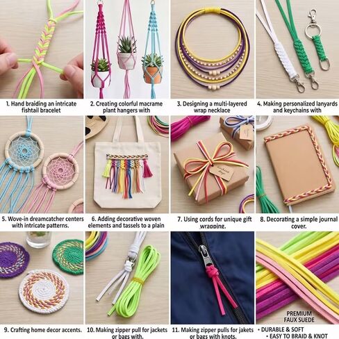 QingHan Faux Suede Leather Cord: 60 Yards Flat String for Jewelry Making, Necklaces, Bracelets, Dream Catcher Supplies and DIY Crafts, 30 Colors x 2 Yards in Saudi Arabia