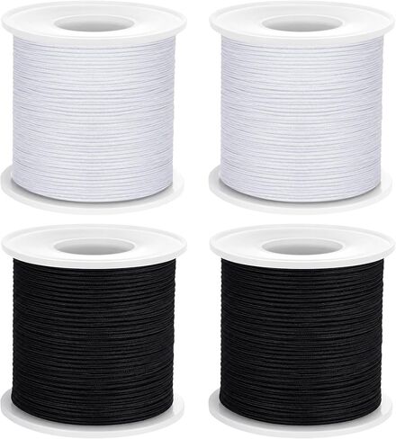 LOKEME 1mm Stretchy Bracelet String,657 FT 4 Pieces (2 Black+2 White) in Kuwait