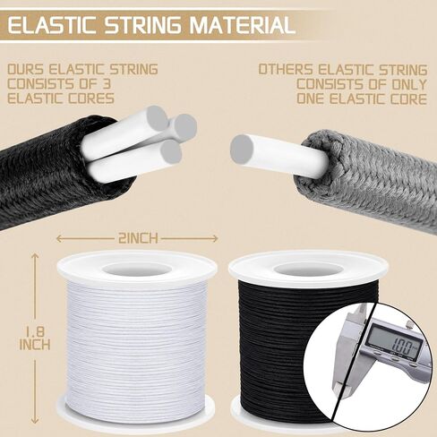 LOKEME 1mm Stretchy Bracelet String,657 FT 4 Pieces (2 Black+2 White) in Kuwait