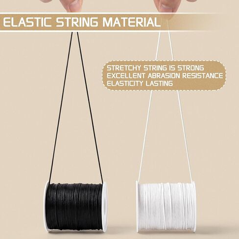 LOKEME 1mm Stretchy Bracelet String,657 FT 4 Pieces (2 Black+2 White) in Kuwait