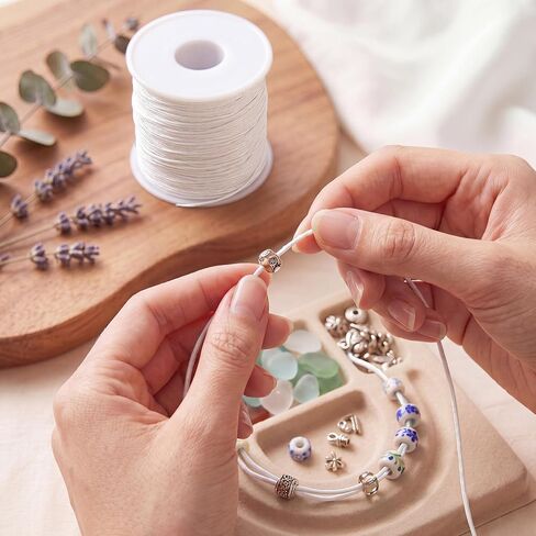 LOKEME 1mm Stretchy Bracelet String,657 FT 4 Pieces (2 Black+2 White) in Kuwait