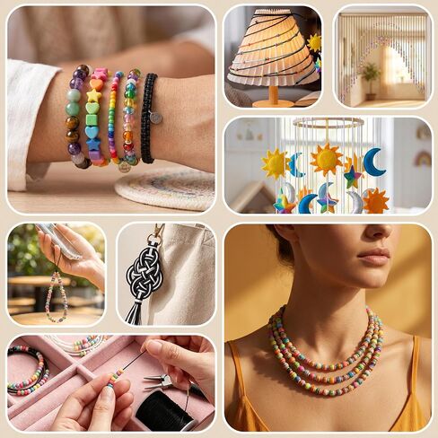 LOKEME 1mm Stretchy Bracelet String,657 FT 4 Pieces (2 Black+2 White) in Kuwait