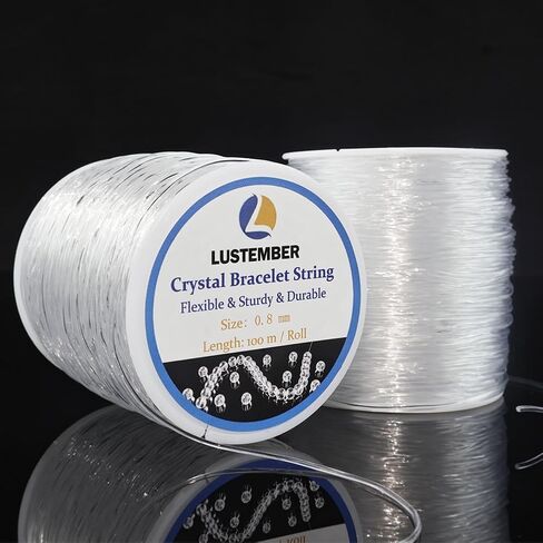 LUSTEMBER 1 mm Stretchy Bracelet String, 2 Rolls Durable Elastic String, Clear Bead Cord for Bracelets, Necklaces, Beading, and Jewelry Making (200 m) in Kuwait