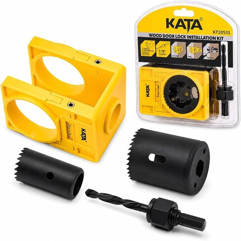 KATA 1-3/8" - 1-3/4" Door Lock Installation Kit for Wooden Doors with Guide Template, Door Lock Hole Saw, Carbon Steel in Kuwait