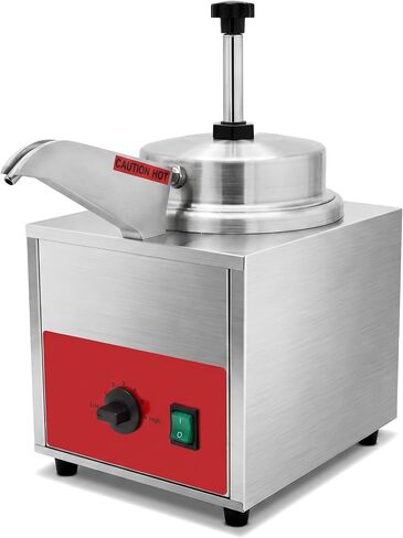 Nacho Cheese Warmer with Heated Spout and Pump Electric Hot Fudge Dispenser Caramel Butter Sauce Warmer 3.5 Quart Capacity Commerical (Silver(110V)) in Kuwait