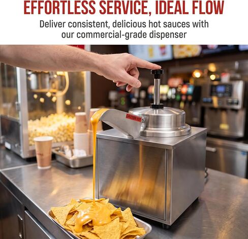 Nacho Cheese Warmer with Heated Spout and Pump Electric Hot Fudge Dispenser Caramel Butter Sauce Warmer 3.5 Quart Capacity Commerical (Silver(110V)) in Kuwait