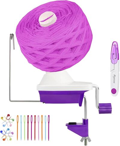 Ayasee Yarn Ball Winder, Yarn Winder Knitting Set Hand Operated Ball Winder with Tabletop Clamp for Yarn Storage (22) (Purple) in Saudi Arabia
