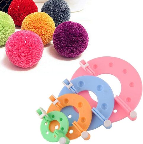 Pompoms Maker, 4 Sizes Pompoms Makers Pompoms Maker Tool Fluff Weavers for Yarn Knitting Easy to Make Pompoms in Kuwait