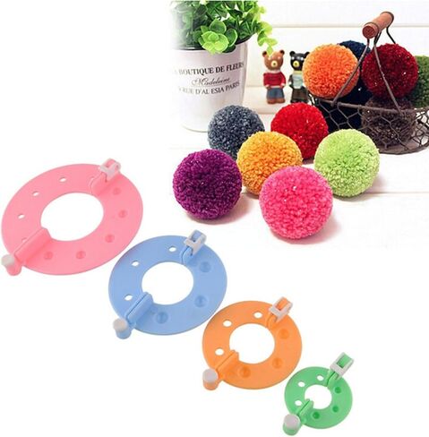 Pompoms Maker, 4 Sizes Pompoms Makers Pompoms Maker Tool Fluff Weavers for Yarn Knitting Easy to Make Pompoms in Kuwait