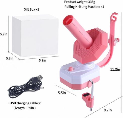 Electric Yarn Ball Winder, Pink and White, Automatic Tension Control with Stepless Speed, 7oz Capacity for Knitting and Crochet, USB Powered in Kuwait