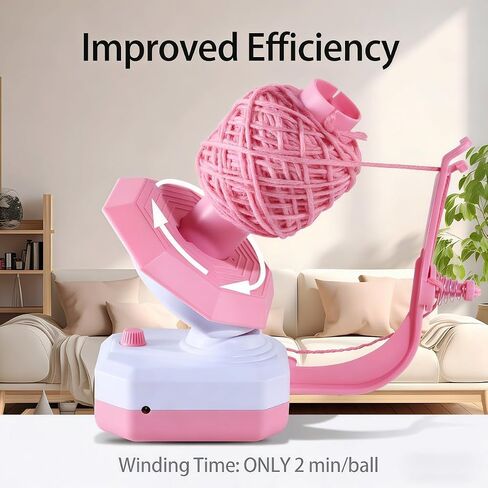 Electric Yarn Ball Winder, Pink and White, Automatic Tension Control with Stepless Speed, 7oz Capacity for Knitting and Crochet, USB Powered in Kuwait