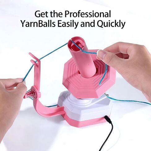 Electric Yarn Ball Winder, Pink and White, Automatic Tension Control with Stepless Speed, 7oz Capacity for Knitting and Crochet, USB Powered in Kuwait