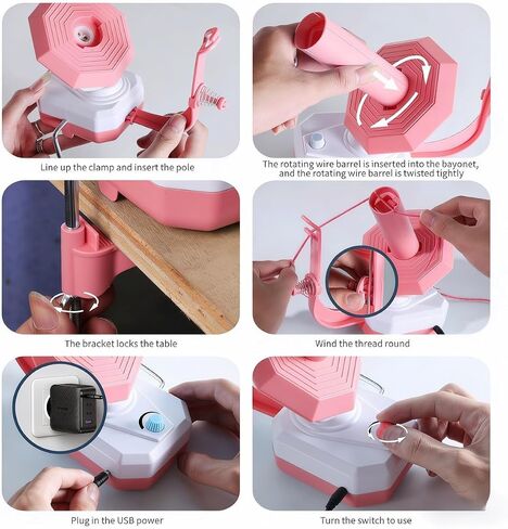 Electric Yarn Ball Winder, Pink and White, Automatic Tension Control with Stepless Speed, 7oz Capacity for Knitting and Crochet, USB Powered in Kuwait