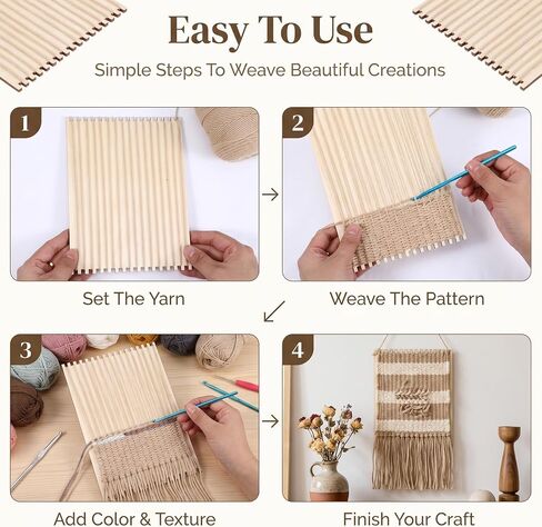 36 Pcs Weaving Loom Wooden Notched Craft Tool for DIY Knitting, 6x9 Inch in Saudi Arabia