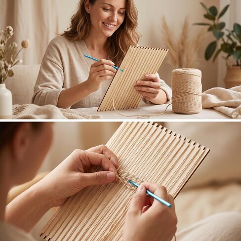 36 Pcs Weaving Loom Wooden Notched Craft Tool for DIY Knitting, 6x9 Inch in Saudi Arabia