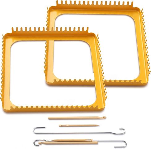 ElaraBerry 2 Set 7.2" Solid Metal Square Weaving Loom Tool with Needle Hook in Kuwait