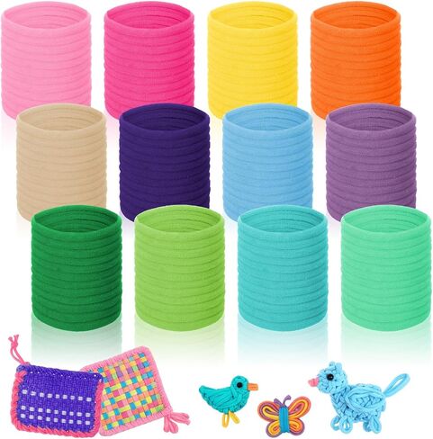 1200 Pcs Weaving Loom Refill Loops, 7 Inch Potholder Loops PU Elastic Colorful Loom Rubber Bands Colorful DIY Weaving Craft Bands for Adults, Craft Enthusiasts (12 Colors) in Kuwait