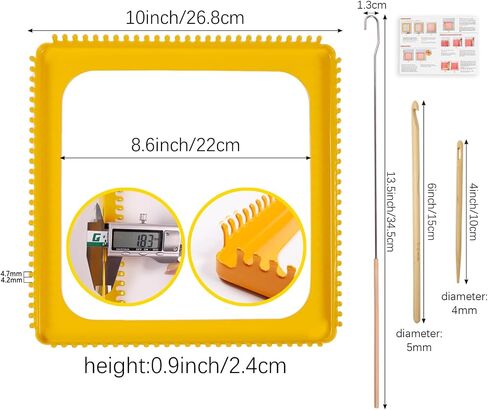 Lampstop 10" Metal Square Weaving Loom Tool with Needle Hook for Knitting Sewing DIY Craft in Kuwait