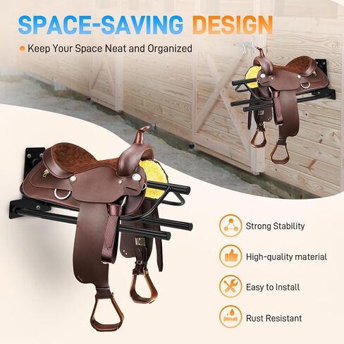 2 Pack Saddle Rack with Double Pad Bar, Wall Mounted in Kuwait
