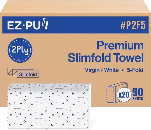ورق منشفة اليد EZ-Pull Premium 2ply+ SLIMFOLD، أبيض، 20 × 90 ورقة، P2F5 (04442) in Kuwait