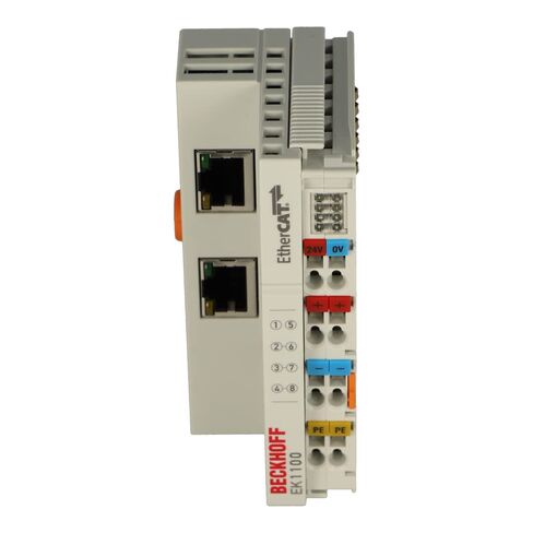 BECKHOFF EK1100-25 to +60 Degrees C, E-Bus Terminal, ETHERCAT Coupler, IP20, MAX 4.2 GB ADDRESSABLE I/O Point, RJ45 Connection, Voltage: 24 Volt DC in Saudi Arabia