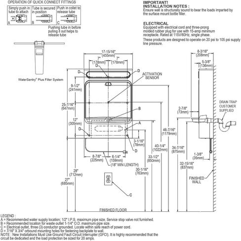 Elkay LZWSSM EZH2O Bottle Filling Station Surface Mount, Filtered Non-Refrigerated Stainless, 25.44 x 17.94 x 8.19 inches, Stainless Steel in Kuwait