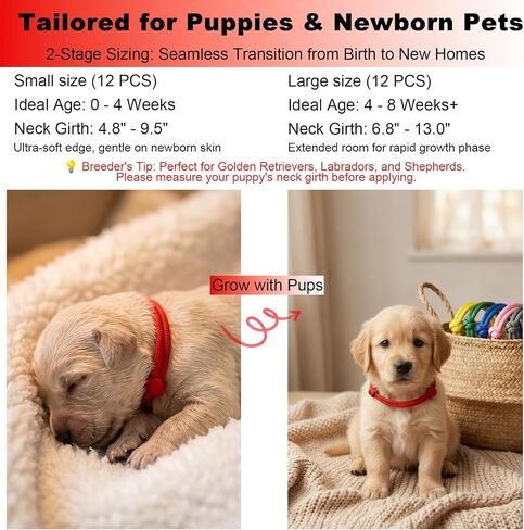 24Pcs Whelping Collars for Puppies, 2 Sizes Adjustable Puppy ID Bands in Kuwait